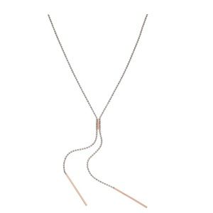 Rose Gold Tone Rhinestone Lariat Necklace